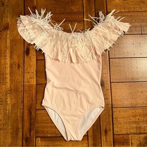 Size 6 Girl’s Stella Cove Light Pink & Fringe One-Piece Swimsuit
